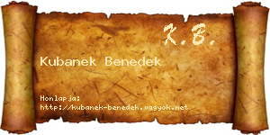Kubanek Benedek névjegykártya