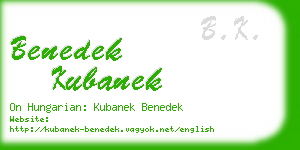 benedek kubanek business card